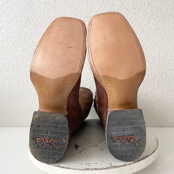 Rod Patrick Mens Cowboy Boots 8.5D Perro Loco Brown Leather Western Square Toe - Picture 8 of 12